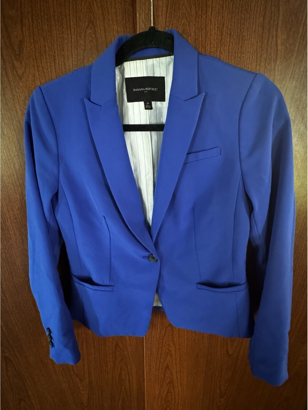 Banana Republic Womens 2P Petite Royal Blue Blazer Stretch Tailored Career